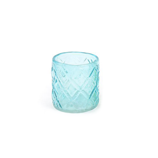 Suport candela   lumanare IN VETRO, albastru deschis transparent, 8x9 cm