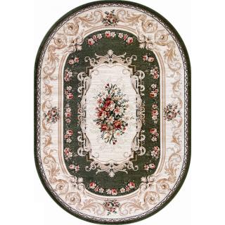 Covor Clasic, Lotos 535, Verde, Oval, Diverse Dimensiuni