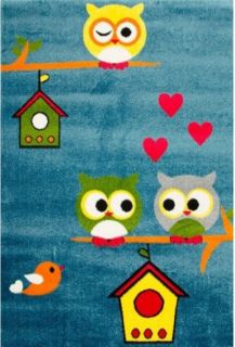 Covor Pentru Copii, Kolibri Bufnite 11205, Albastru, 120x170 cm