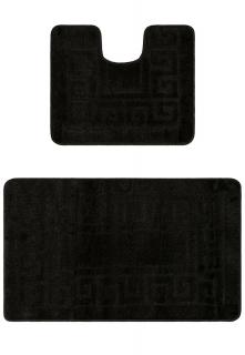 Set 2 covorase baie Ethnic, Negru, 60x100 cm, 50x60 cm