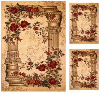 Set 3 Covoare Lotos 532 Coloane, Crem   Bej: 2 buc. 80x200 cm, 1 buc. 200x300 cm
