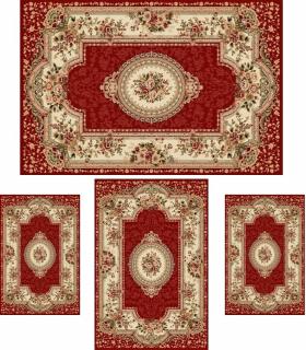 Set 4 Covoare Lotos 571, Rosu: 2 buc. 80x150 cm, 1 buc. 160x230 cm, 1 buc. 200x300 cm.