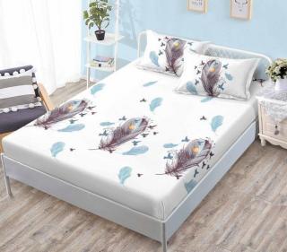 Husa de pat din Finet cu elastic+ 2 fete  de perna 180x200 -HG219