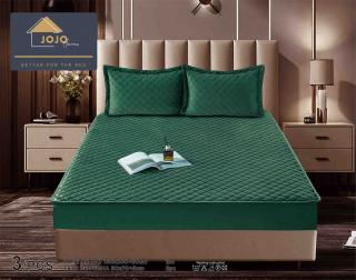 Husa tip Topper cu elastic din catifea 160x200,Verde Smarald-TJ8