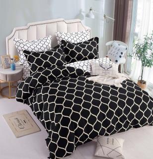 Lenjerie de pat,6 Piese, Bumbac finet Negru alb Fagure-FJ120