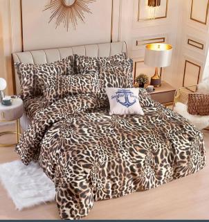 Lenjerie de pat,6 Piese, finet,Maro,Animal print-FJ179