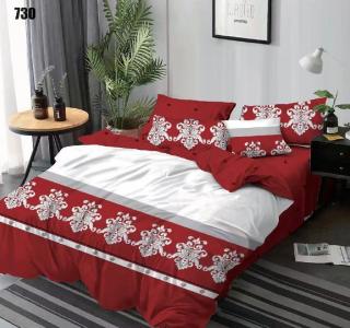 Lenjerie de pat 6 piese finet,Pucioasa,Rosu Gri,frunze stilizate-LJ105