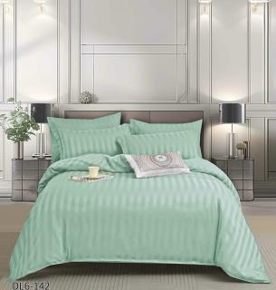 Lenjerie de pat Damasc cu Elastic, Pat 2 Persoane, 6 Piese,Verde mint-QR17