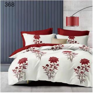 Lenjerie de pat Finet 6 piese,Alb Rosu cu floricele-LE105