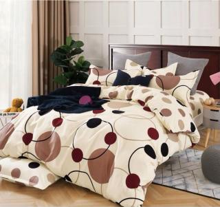 Lenjerie de pat Finet  6 piese,Crem cu buline colorate-KY42