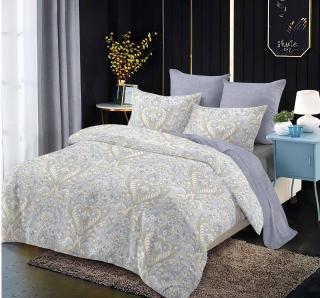 Lenjerie de pat Finet 6 piese Primavara,Gri Lila cu floricele-LC178