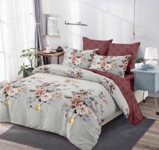 Lenjerie de pat Finet 6 piese Primavara,Maro cu floricele -LC180