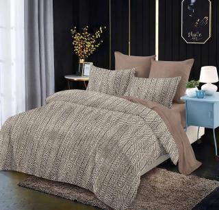 Lenjerie de pat Finet 6 piese Primavara,Maro,Forme geometrice -LC132
