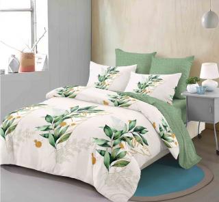 Lenjerie de pat Finet 6 piese Primavara,Verde Crem cu frunze-LC173