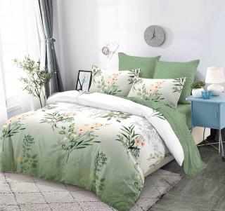 Lenjerie de pat Finet 6 piese Primavara,VERDE cu flori-LC170