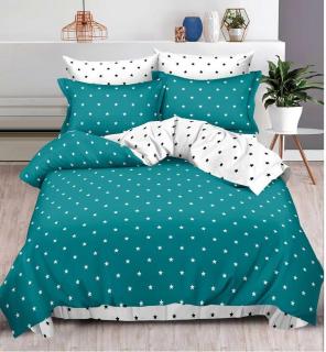 Lenjerie de pat Finet Pucioasa 6,Alb Verde cu STELUTE-R269