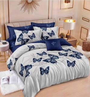 Lenjerie de pat Finet Pucioasa 6 piese,Albastru Fluture-R594