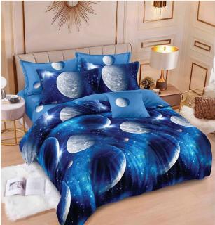 Lenjerie de pat Finet Pucioasa 6 piese,Albastru MOON-R588
