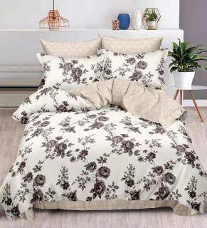 Lenjerie de pat Finet Pucioasa 6 piese,Crem cu floricele-R477