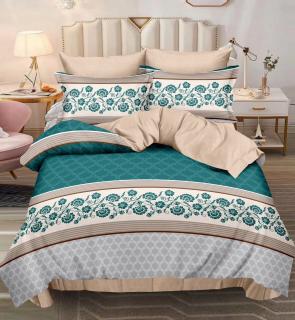 Lenjerie de pat Finet Pucioasa 6 piese,Crem Verde dungi-R497