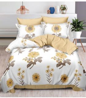 Lenjerie de pat Finet Pucioasa 6 piese,Galben Alb-R489