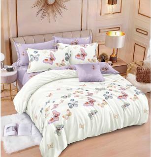 Lenjerie de pat Finet Pucioasa 6 piese,Lila,cu Fluturasi colorat-R585