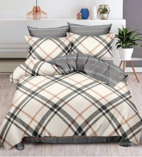 Lenjerie de pat Finet Pucioasa 6 piese,Pucioasa,Crem Gri cu Dungi-R496
