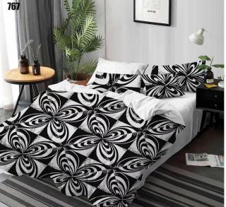 Lenjerie Finet 6 piese,Pucioasa,Alb Negru forme geometrice abstracte-LY111
