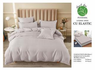 Lenjerii de pat Finet 6 piese cu Elastic,Uni,Bej-UT19