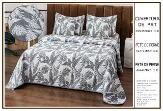 Cuvertura 5 Piese 2 Fete Bumbac + In - Tropical Gri