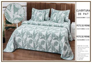 Cuvertura 5 Piese 2 Fete Bumbac + In - Tropical Verde