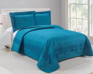 Cuvertura Bumbac Matlasat 3 Piese UNI - Turquoise