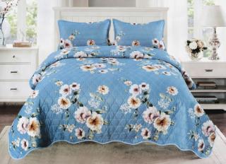 Cuvertura Bumbac Satinat Matlasat - Blue Floral