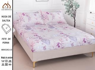 Husa cu Elastic si Fete de Perna Bumbac Satinat 180x200cm - Roz De Poveste