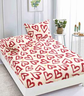 Husa cu Elastic si Fete de Perna Cocolino 180x200cm - Loving Hearts