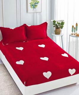 Husa cu Elastic si Fete de Perna Cocolino 180x200cm - White Hearts
