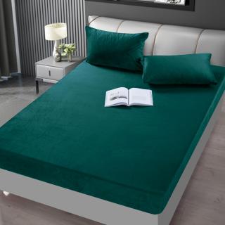 Husa cu Elastic si Fete de Perna Din Catifea 180x200cm - Verde Smarald