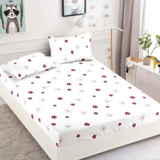 Husa cu Elastic si Fete de Perna Din Finet 180x200cm - Alb Cu Floricele