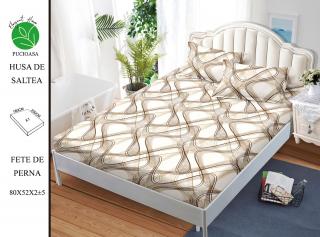 Husa cu Elastic si Fete de Perna Din Finet 180x200cm - Beige Abstract