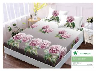 Husa cu Elastic si Fete de Perna Din Finet 180x200cm - Flori Roz