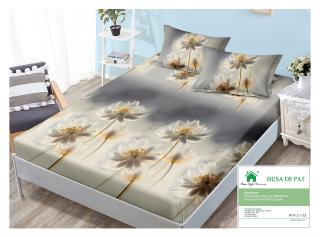 Husa cu Elastic si Fete de Perna Din Finet 180x200cm - Gri Floral
