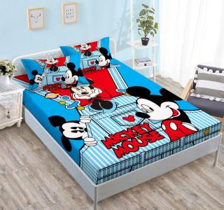 Husa Cu Elastic Si Fete De Perna Din Finet 180x200cm - Mickey