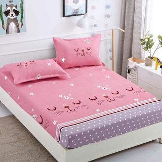 Husa cu Elastic si Fete de Perna Din Finet 180x200cm - Pink Kitty