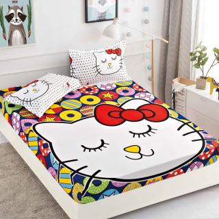 Husa cu Elastic si Fete de Perna Din Finet - Hello Kitty Cool