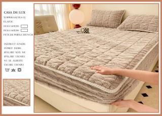 Husa De Pat Groasa Tip Topper 160x200cm - Bej Cacao Cu Lapte