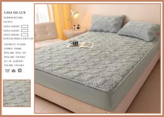 Husa Din Catifea Tip Topper 180x200cm - Gri Deschis