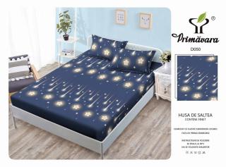 Husa Din Finet Cu Elastic Si Fete De Perna 160X200cm - Bleumarin Stelar