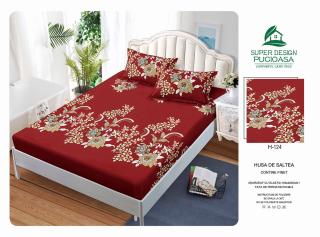 Husa Din Finet Cu Elastic Si Fete De Perna 160x200cm - Bordo Floral