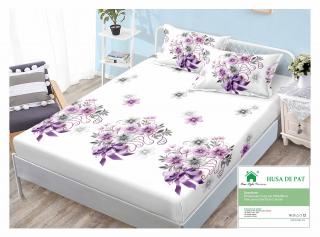 Husa Din Finet Cu Elastic Si Fete De Perna 160x200cm - Buchet Floral