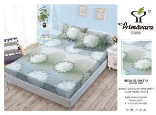 Husa Din Finet Cu Elastic Si Fete De Perna 160X200cm - Floare Indiana